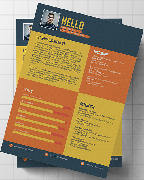 Free Flat Style Resume Template