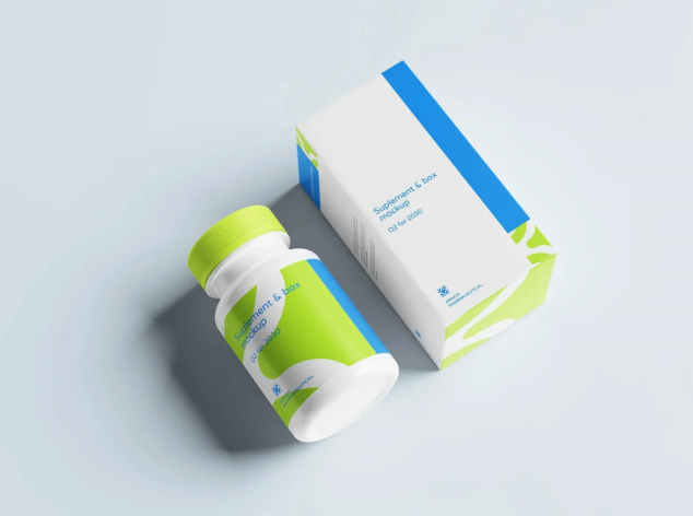 Free Supplement & Medicine Packaging Box Mockup PSD