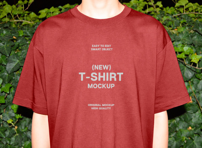 Close Up Crewneck Front View T-shirt Mockup