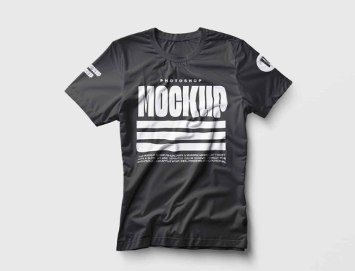 Flat lay Black T-Shirt Mockup