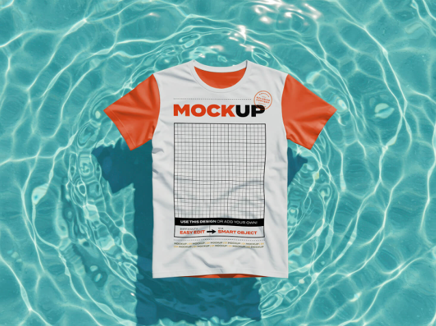 Free T-shirt Floating On Water Mockup PSD