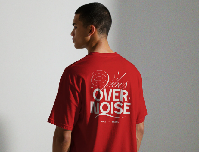 Loose Fit XL size Model T-shirt Back Mockup