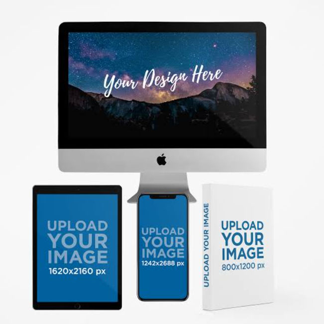 Magazine With Apple Devices Mockup