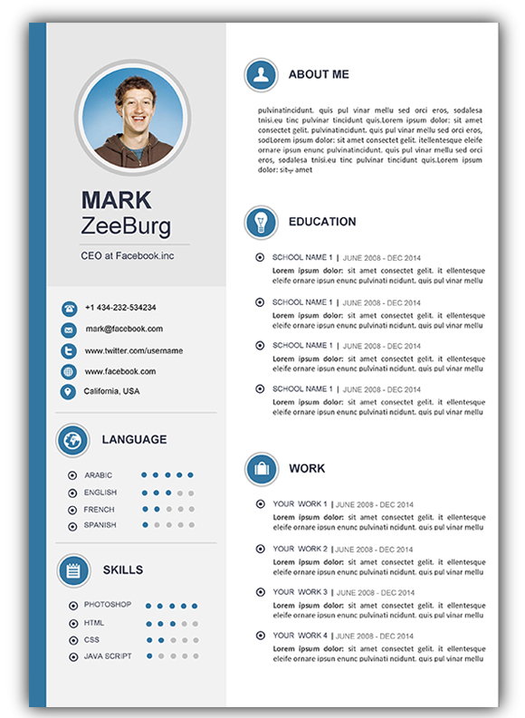 4+ Free Download Resume / Cv Templates For Microsoft Word