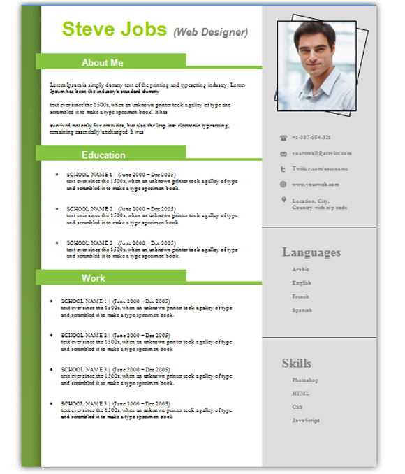 Word Template Cv Free