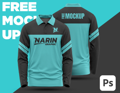 FREE Polo T Shirt Long Sleeve Mockup