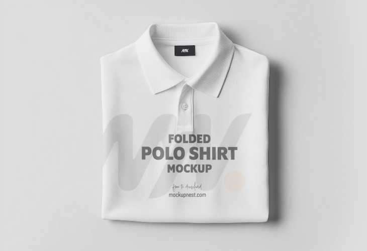 Front Sight of Folded Polo Shirt Mockup