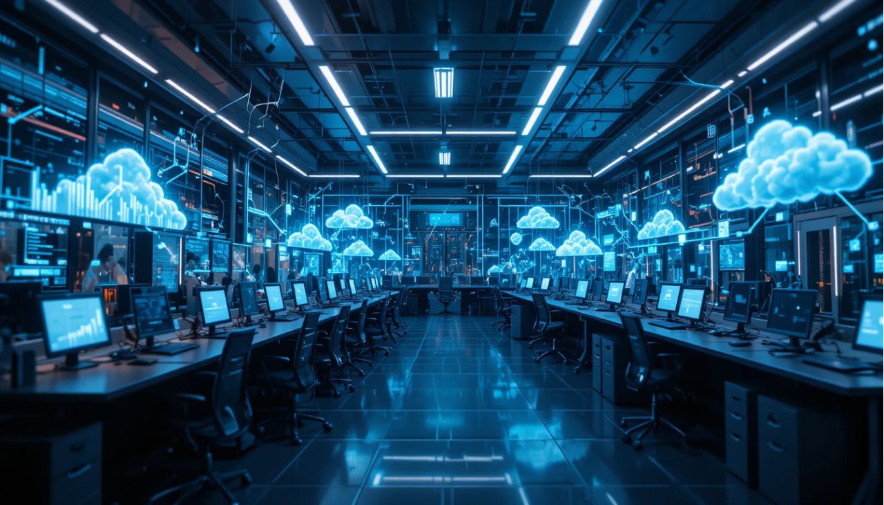 Smart business hub connected through scalable, secure, and cloud-driven network design.