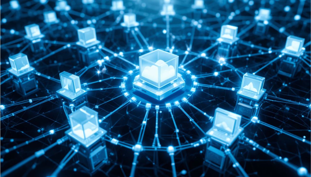 Visual diagram of network topology types showing interconnected computers and routers.