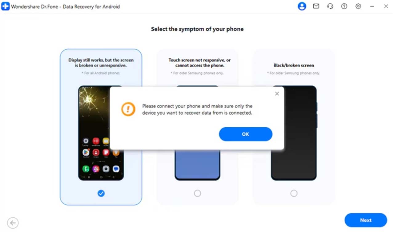 Choose Your Phone Condition to Recover Data