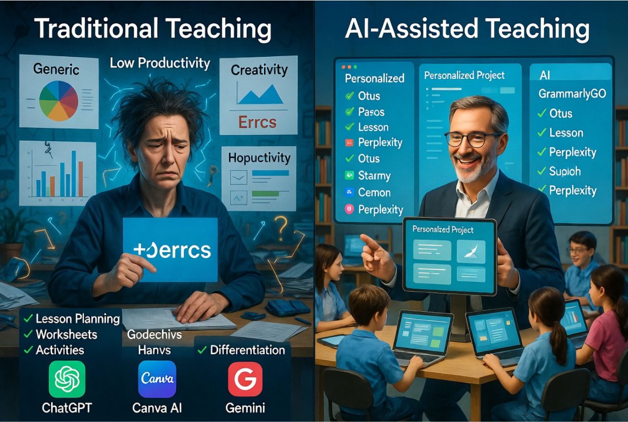 Comparison of common AI mistakes teachers make and how to use AI prompts correctly.