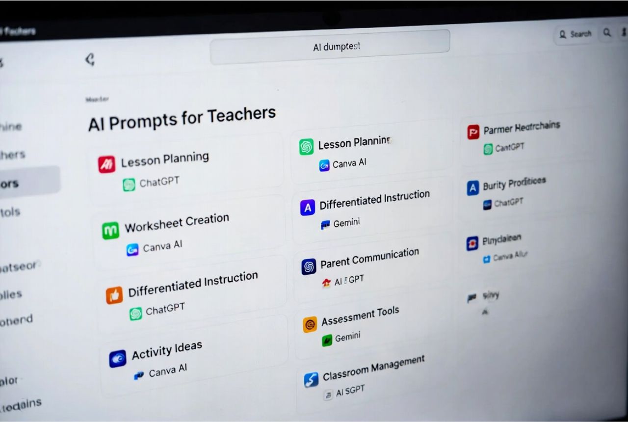 Organized library of 85 AI prompts for teachers’ lesson planning and classroom activities.