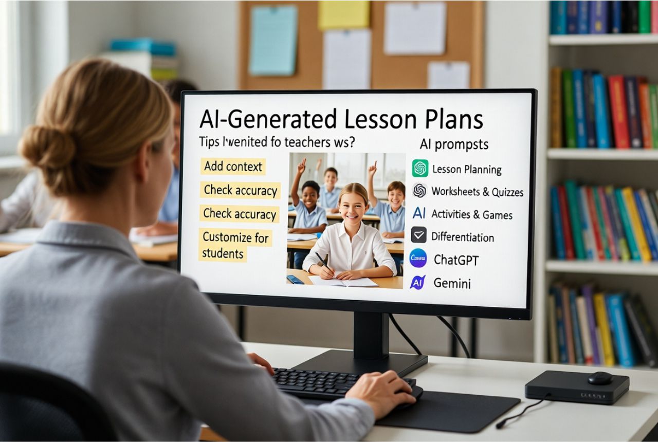 Teacher using AI prompts effectively while maintaining control and personalizing lessons.