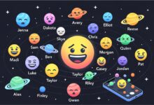 Snapchat solar system with colorful planets and emojis showing friendship rankings on a smartphone screen.