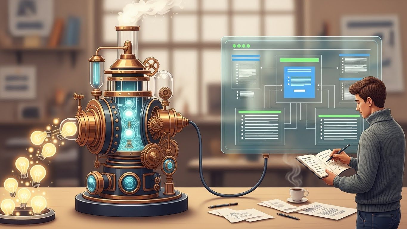 “Research & Idea Expansion Machine AI template turning rough ideas into detailed outlines.”