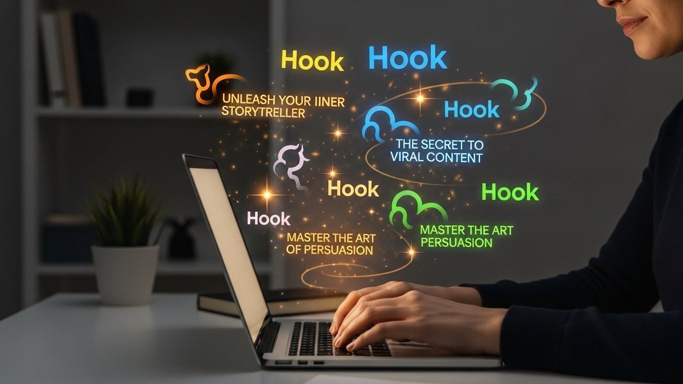 “Viral Hook & Intro Writer AI template creating scroll-stopping hooks and intros.”