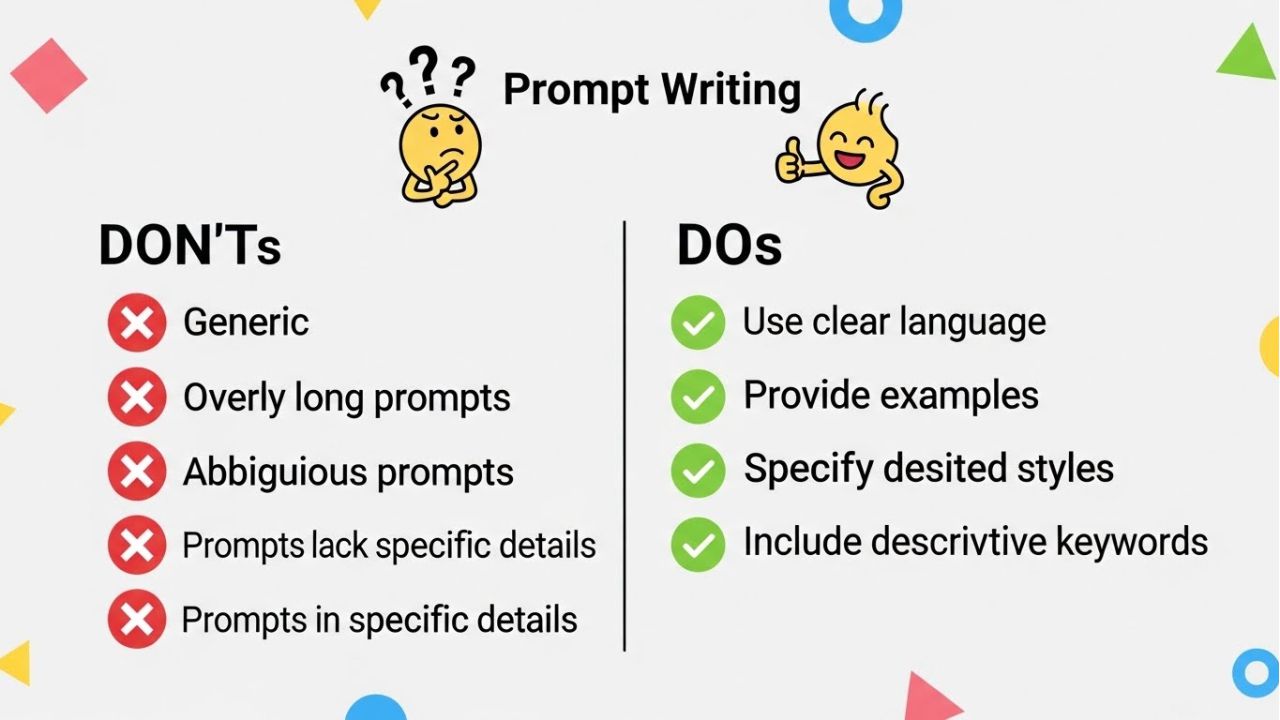 Checklist showing best practices for advanced ChatGPT prompts with common mistakes to avoid.