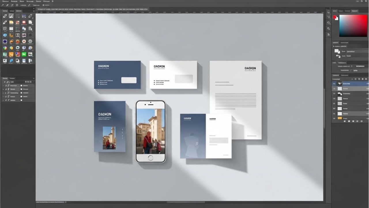 Photoshop mockup template with realistic shadows and lighting to add depth and dimension.