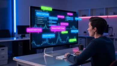 Thumbnail showing a person using ChatGPT with advanced prompts on a futuristic AI interface.