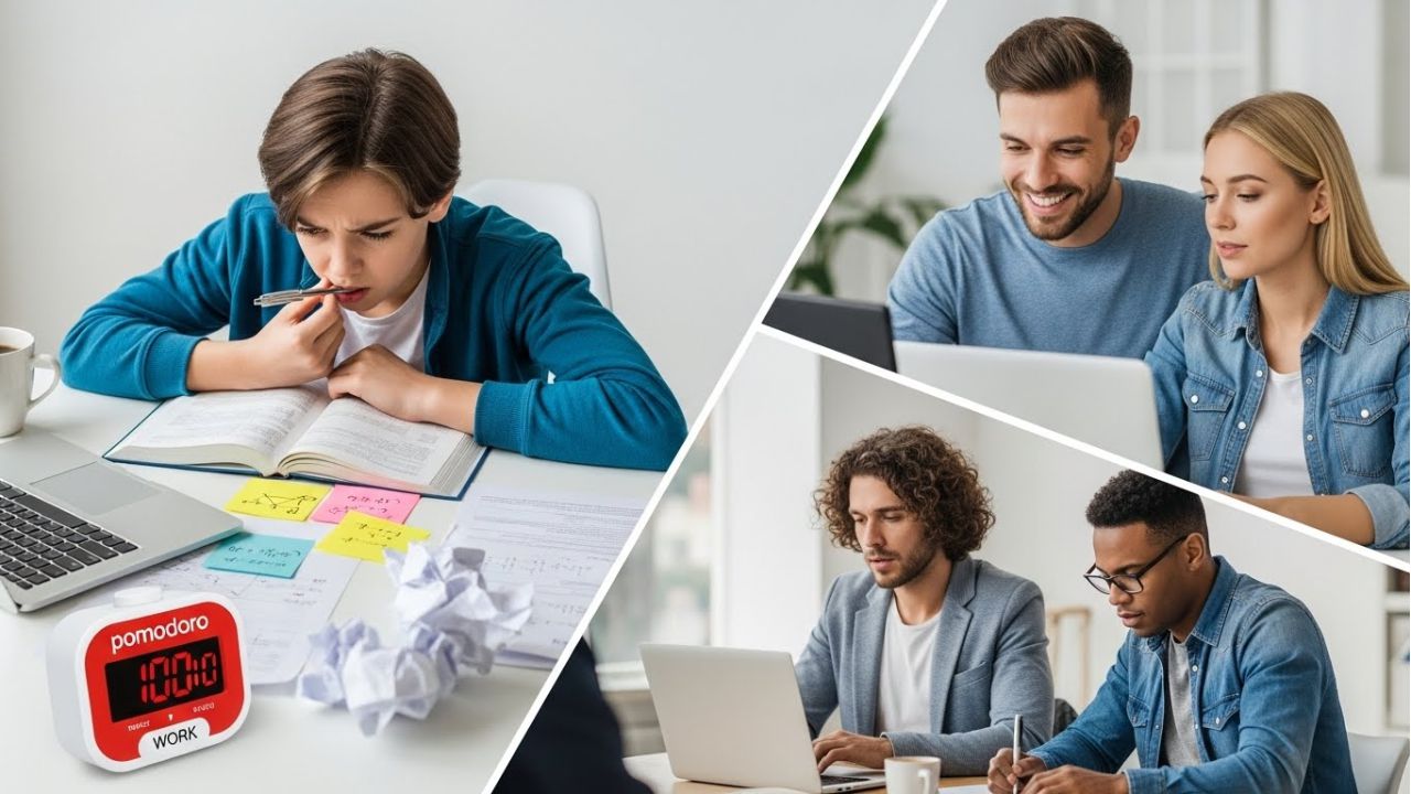 Students, remote workers, and people with ADHD struggling to focus using the Pomodoro Technique.