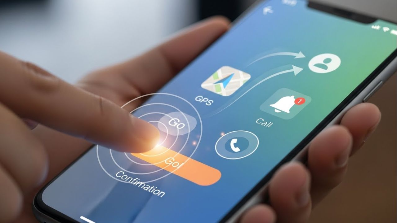User interacting with a smartphone showing tactile feedback that improves navigation, engagement, and usability.