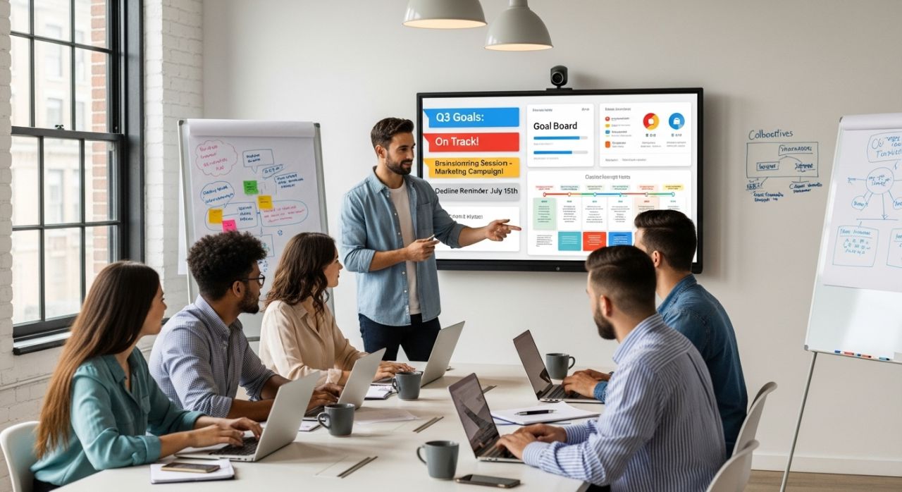 Manager coaching Gen Z employees with modern leadership techniques, emphasizing collaboration and autonomy.