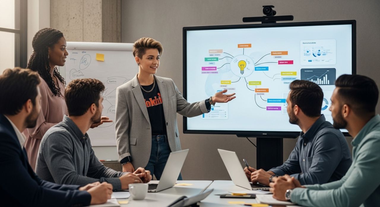 Gen Z leader demonstrating empathy, transparency, and collaborative leadership with a diverse team.