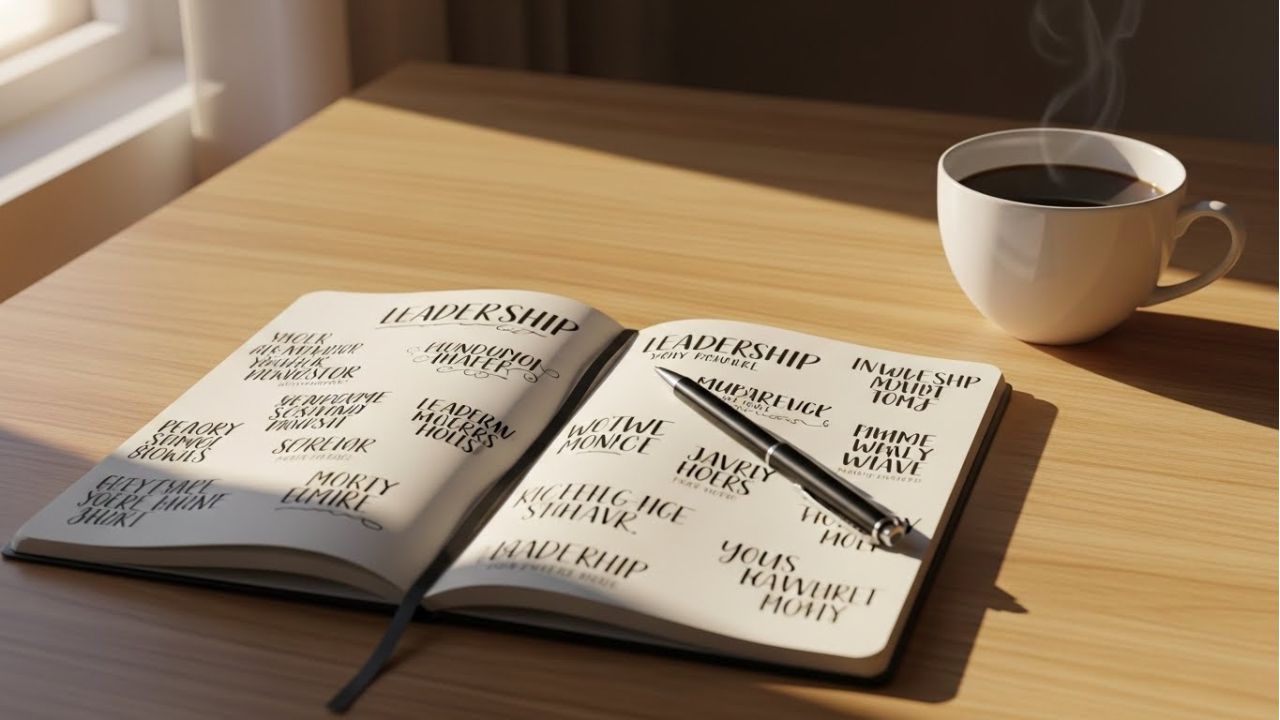 A notebook with short leadership quotes for reflection and daily inspiration.