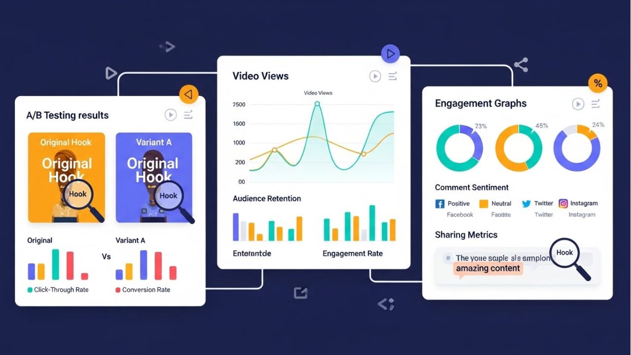 "Tools and techniques for testing social media hooks with analytics and A/B testing."