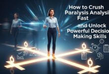 Confident professional stepping forward at a crossroads, symbolizing clarity, action, and fast decision-making.