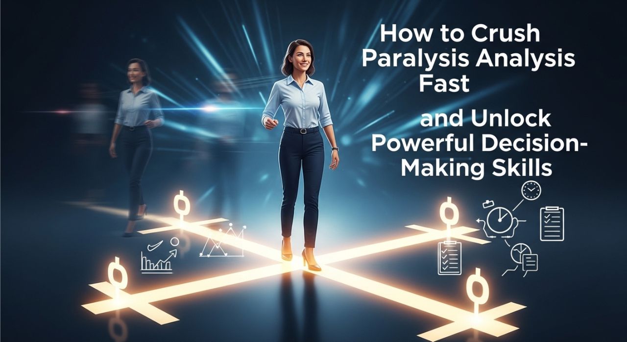 Confident professional stepping forward at a crossroads, symbolizing clarity, action, and fast decision-making.