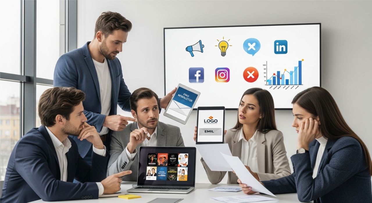 "Small business team showing inconsistent marketing execution across multiple channels."