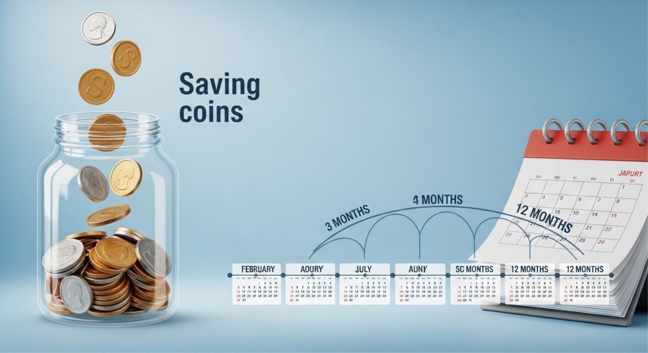 Illustration showing short-term financial goals as small steps building financial discipline and quick wins.