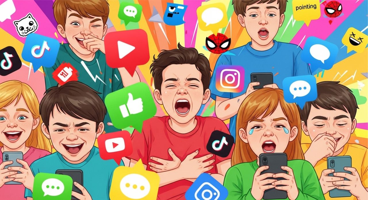 04-Kids Laughing at Phones – Relatable Gen Alpha Meme Moment
