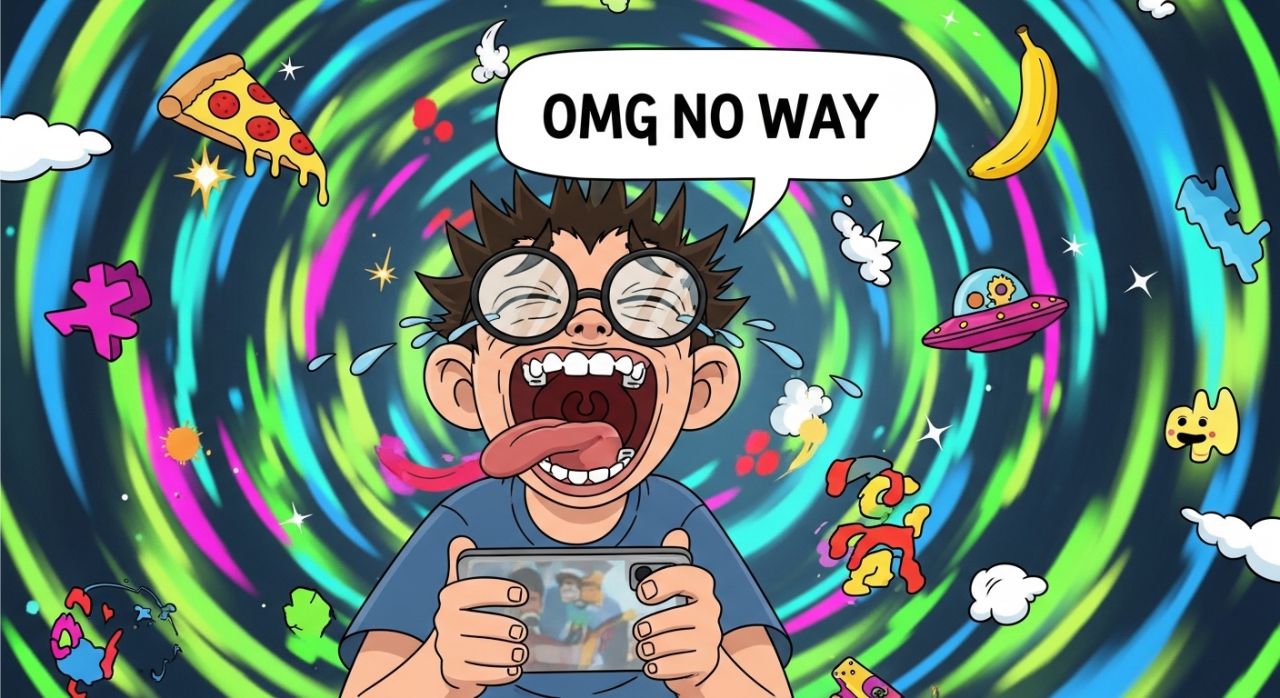 13-Kid Laughing at Phone Meme – Gen Alpha Viral Reaction