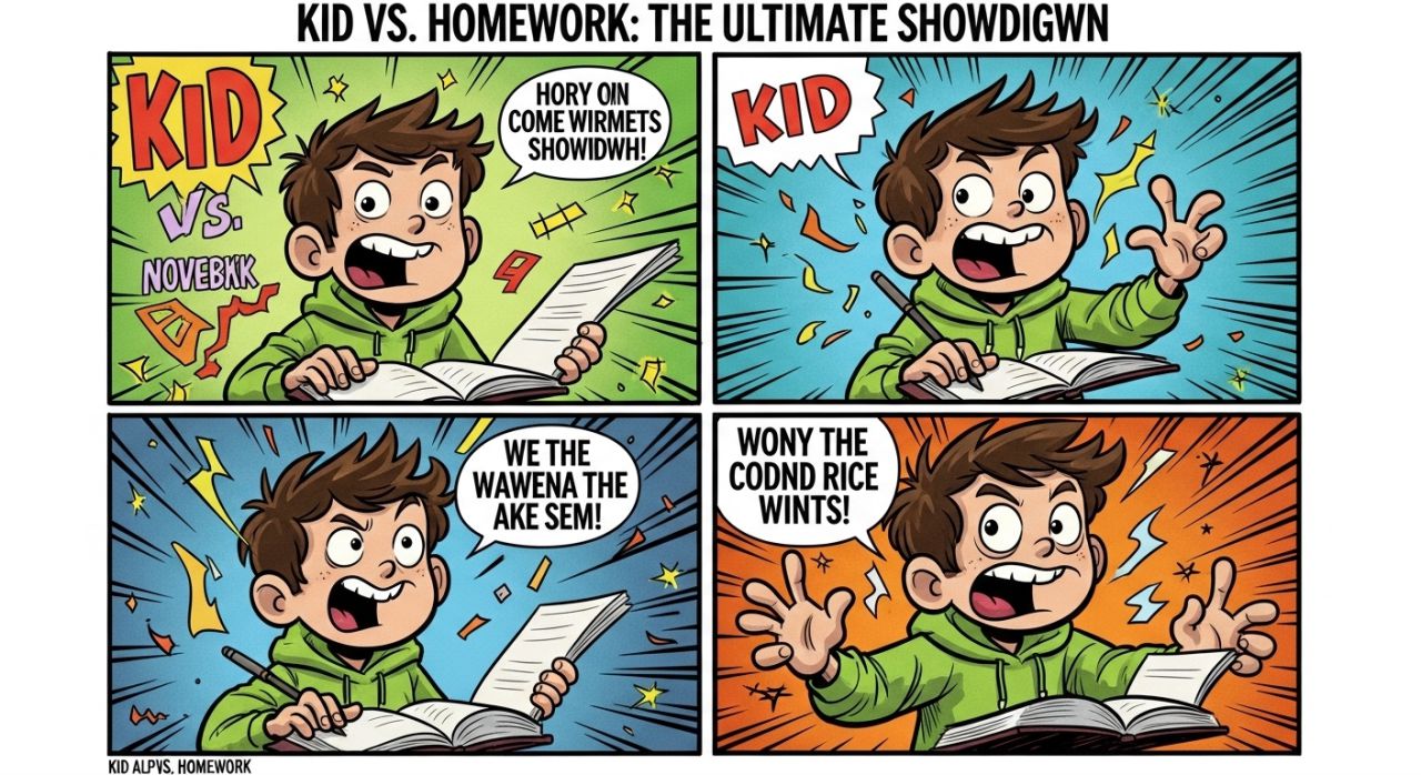 14-Homework Struggle Comic Strip – Classic Gen Alpha Meme Format