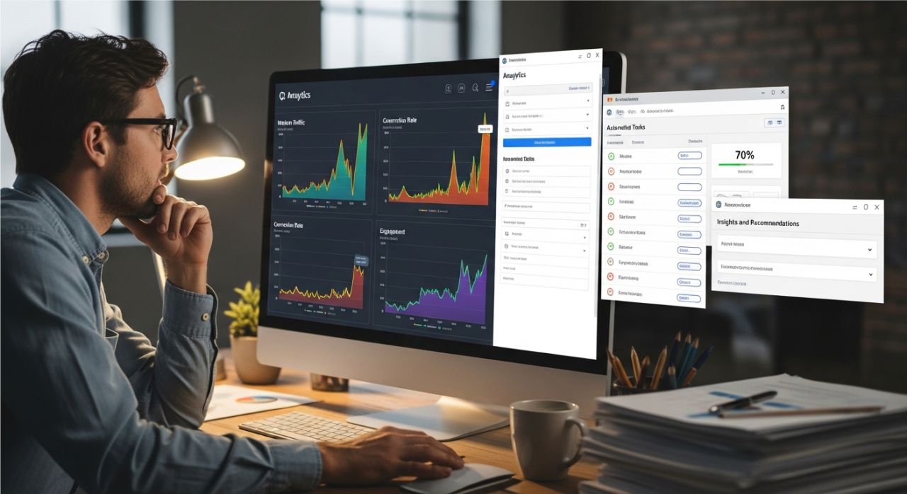 Marketer confused by declining social media analytics, showing the risks of not monitoring performance.