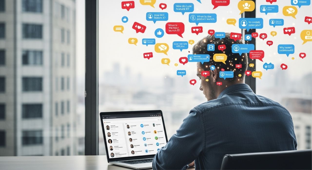 Marketer ignoring audience comments and messages, representing poor interaction and feedback handling.