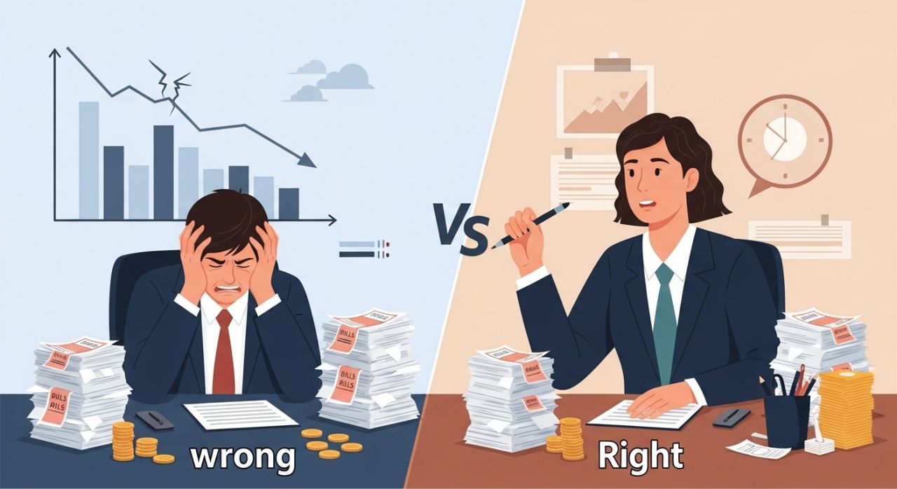 Comparison of common business investment mistakes versus smart strategies for profitable growth.