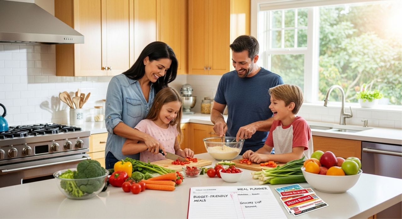 Family planning meals and organizing groceries to reduce food waste.