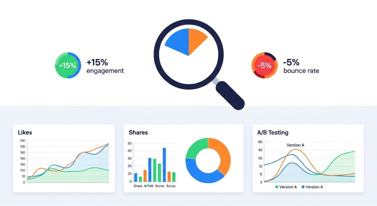 "Analytics dashboard showing tracking and performance improvement for content scheduling."