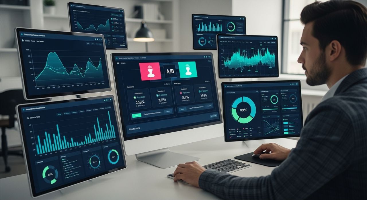 Data-driven marketing dashboard with analytics and performance graphs
