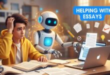 Student using a free essay writer AI tool to improve grades and finish essays faster.