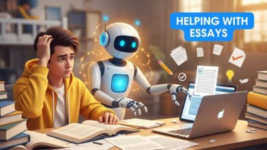 Student using a free essay writer AI tool to improve grades and finish essays faster.