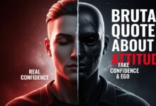 Brutal quotes about attitude showing real vs fake confidence concept