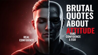 Brutal quotes about attitude showing real vs fake confidence concept