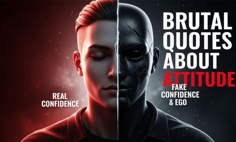 Brutal quotes about attitude showing real vs fake confidence concept