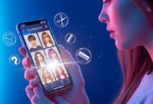 Person using free hairstyle app on phone showing AI hairstyle transformations and virtual hair previews.