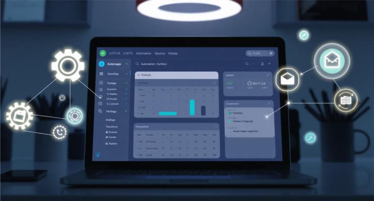 AI productivity dashboard showing automation tools for task management and business workflow efficiency.