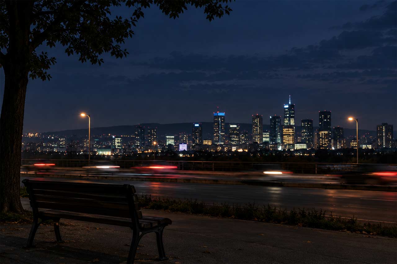 City street at night